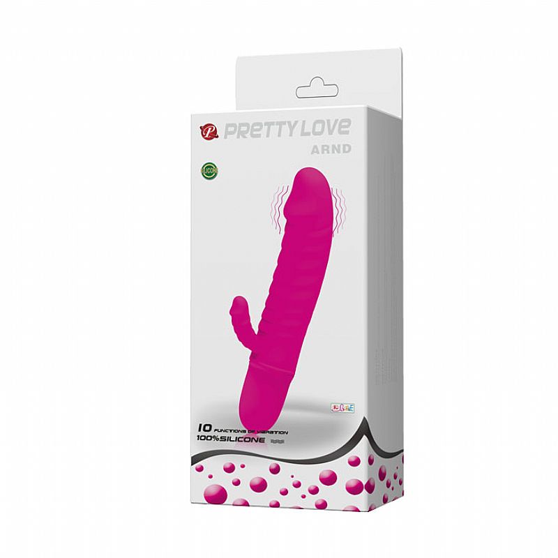 Mini Vibrador Pênis em Puro Silicone - ARND - 10 Vibrações - Pretty Love - 11 cm