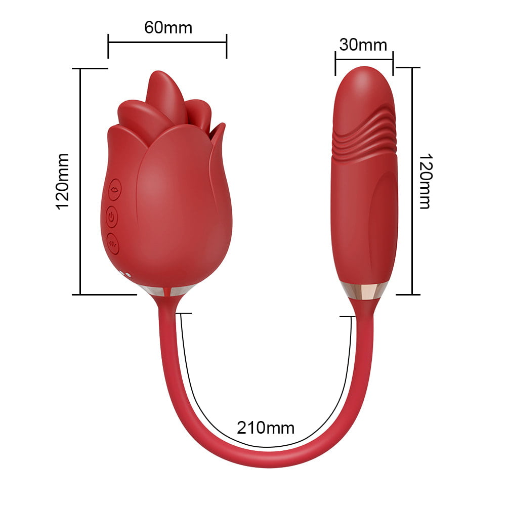 Vibrador Formato de Rosa com Boca Sexy e Movimento Sobe e Desce - 10 modos de vibração - YOUVIBE
