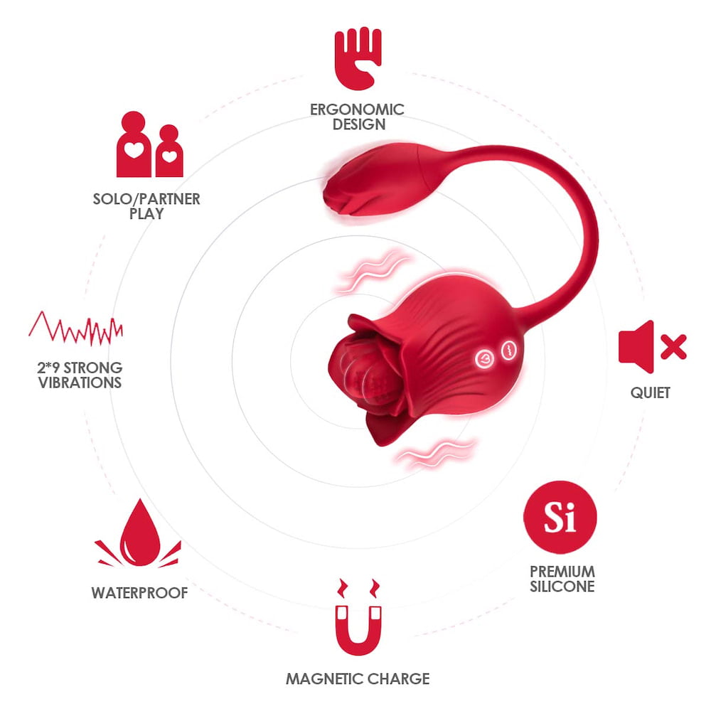 Vibrador Duplo Flexível em Formato de Rosa II - USK