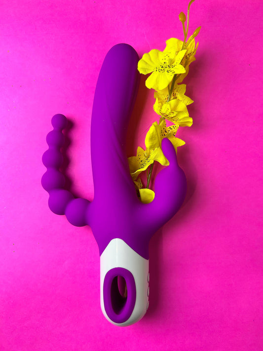 Vibrador Triplo II Vibrador Rabbit Ponto G com Estimulador Anal