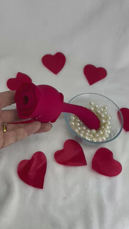Vibrador de ponto G duplo com 9 modos de vibração e 10 modos de pulsação - Formato de Rosa - USK