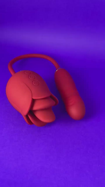 Vibrador Formato de Rosa com Boca Sexy e Movimento Sobe e Desce - 10 modos de vibração - YOUVIBE