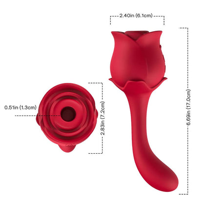 Vibrador de ponto G duplo com 9 modos de vibração e 10 modos de pulsação - Formato de Rosa - USK