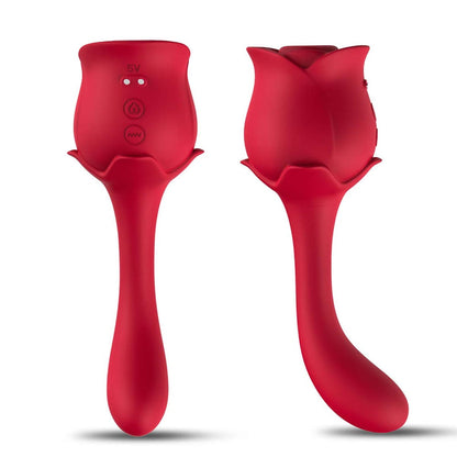 Vibrador de ponto G duplo com 9 modos de vibração e 10 modos de pulsação - Formato de Rosa - USK
