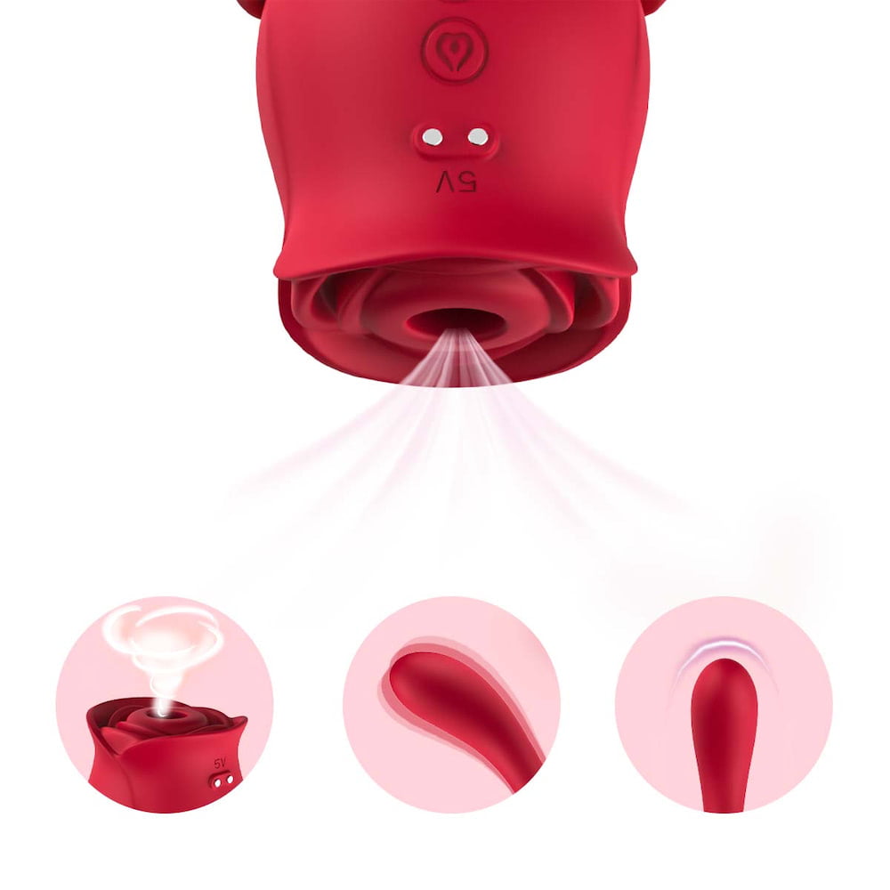 Vibrador de ponto G duplo com 9 modos de vibração e 10 modos de pulsação - Formato de Rosa - USK
