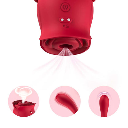 Vibrador de ponto G duplo com 9 modos de vibração e 10 modos de pulsação - Formato de Rosa - USK
