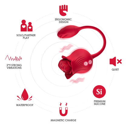 Vibrador Duplo Flexível em Formato de Rosa II - USK