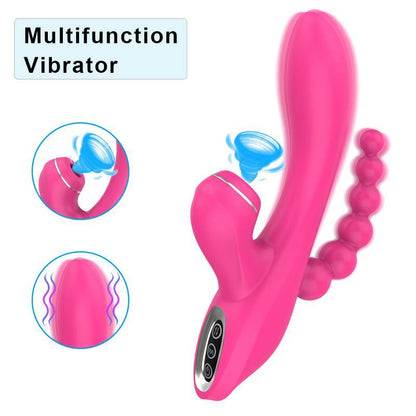 Vibrador Triplo III  - Vibrador Ponto G com Sucção e Estimulador Anal